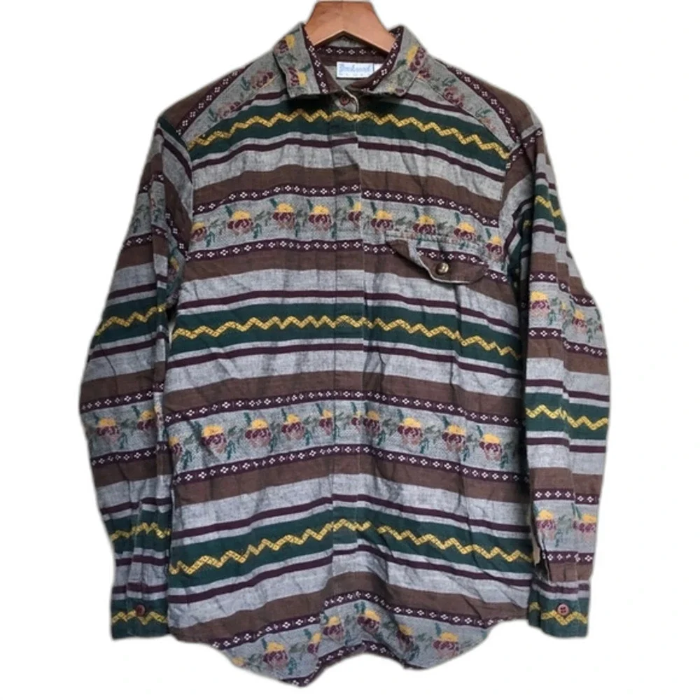 Backroad Blues Vintage Aztec Outdoor Button-Up Shirt Size Small Casual - Picture 1 of 8
